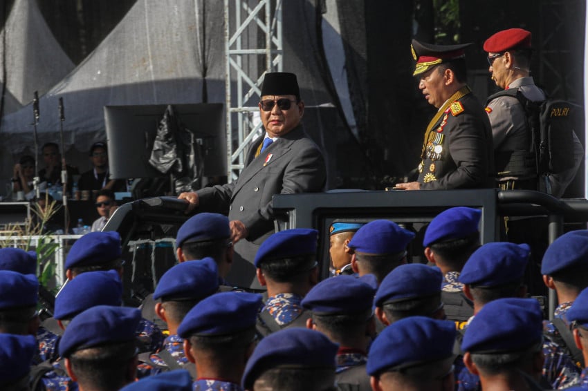 Presiden Prabowo Jadi Inspektur Upacara Peringatan Hari Bhayangkara di Cikeas
